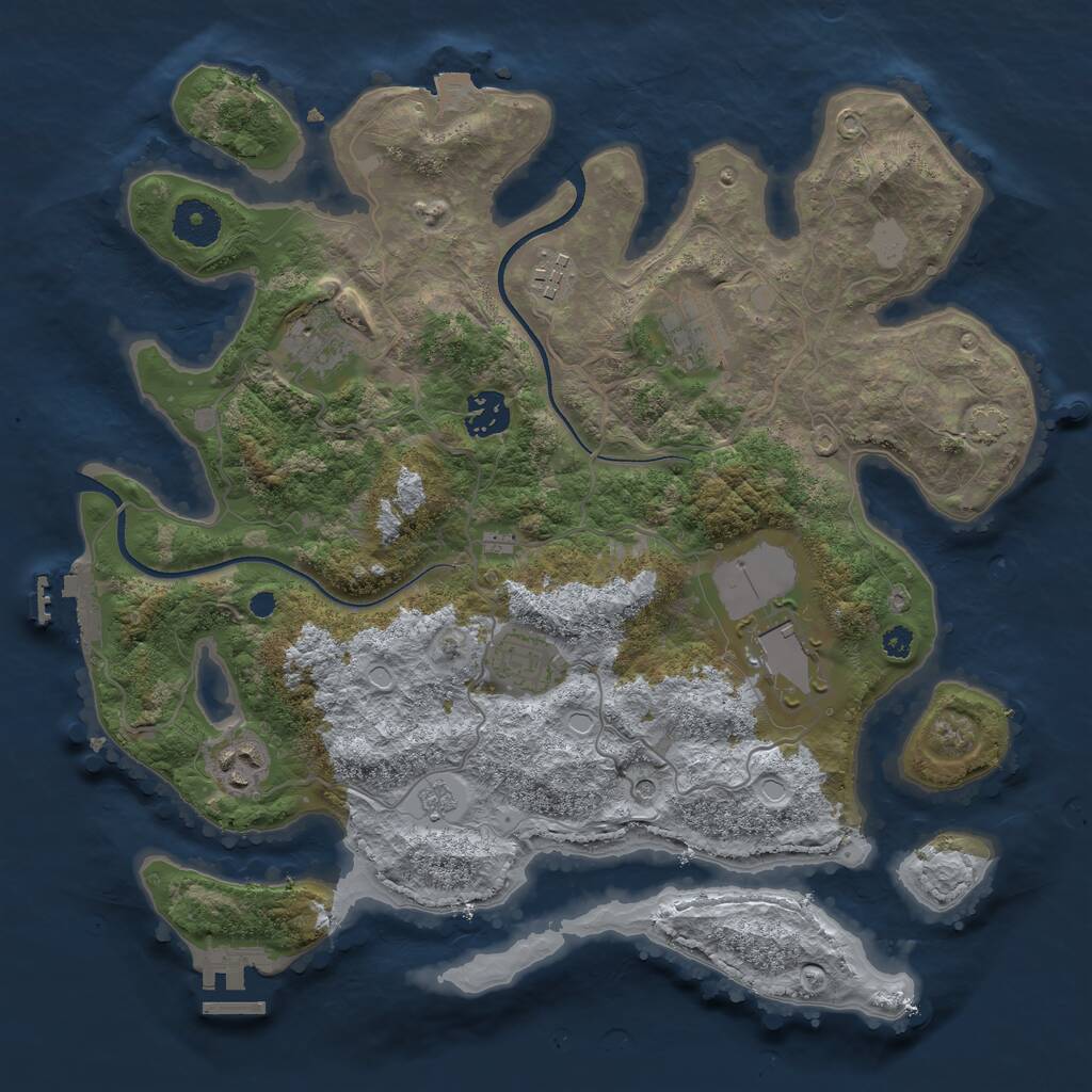 Rust Map: Procedural Map, Size: 3500, Seed: 1719668007, 13 Monuments
