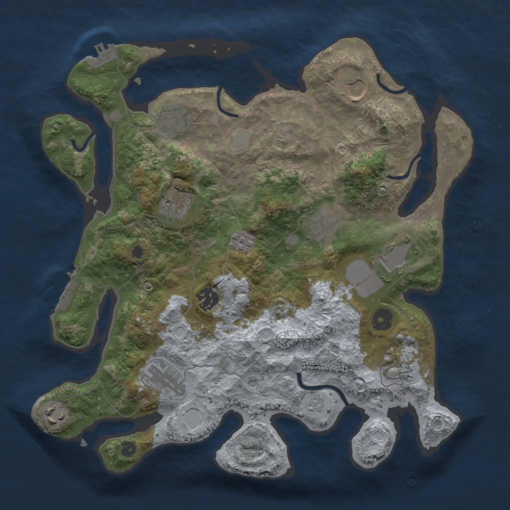 Rust Map: Procedural Map, Size: 3500, Seed: 763255, 17 Monuments