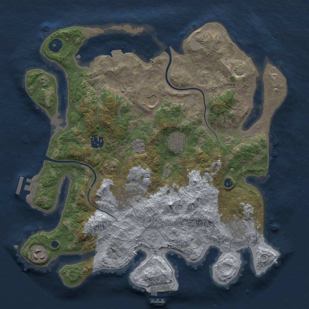 Rust Map: Procedural Map, Size: 3500, Seed: 763255, 13 Monuments