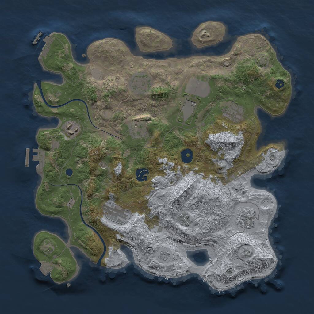 Rust Map: Procedural Map, Size: 3500, Seed: 51048529, 15 Monuments