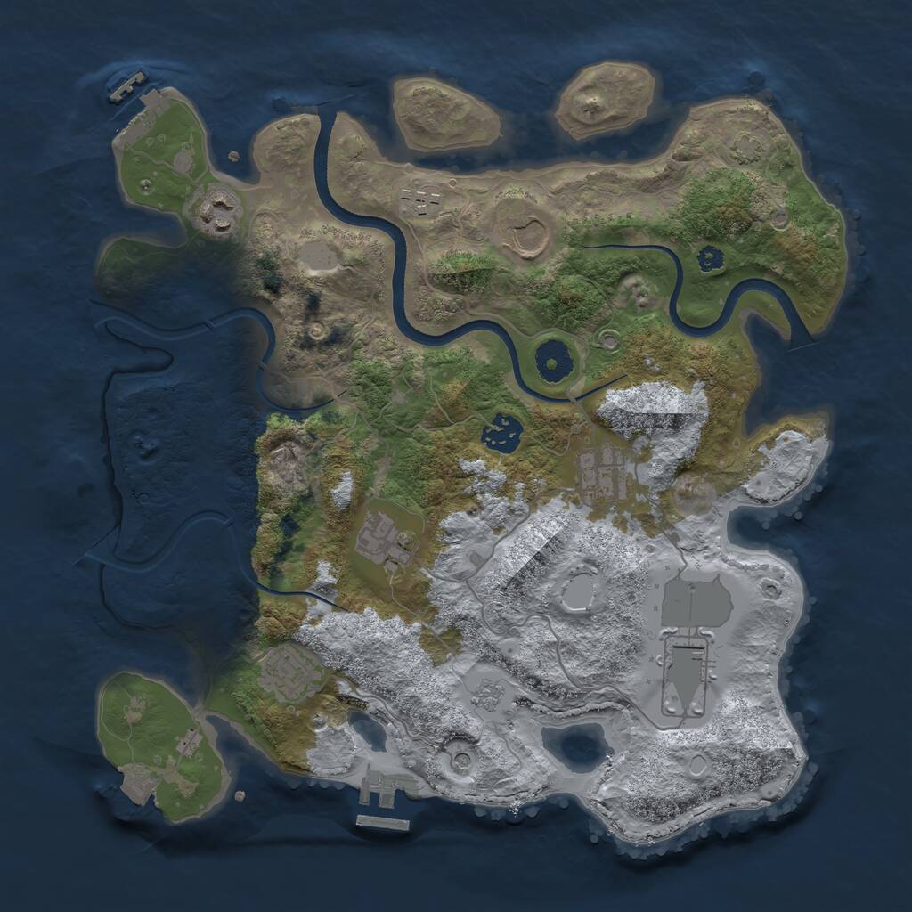Rust Map: Procedural Map, Size: 3500, Seed: 51048529, 14 Monuments
