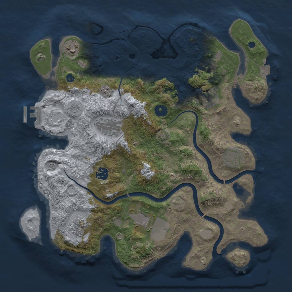 Rust Map: Procedural Map, Size: 3500, Seed: 1456046261, 13 Monuments