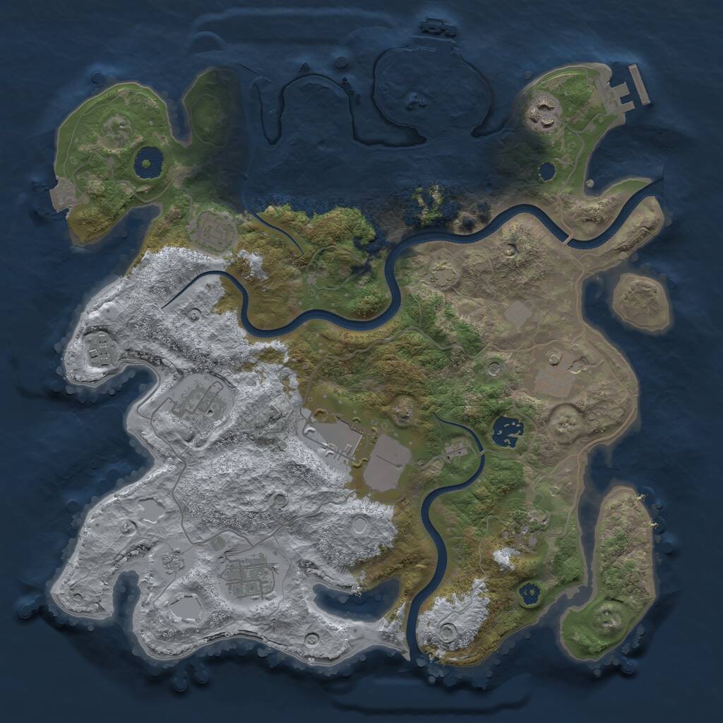 Rust Map: Procedural Map, Size: 3500, Seed: 49143842, 15 Monuments