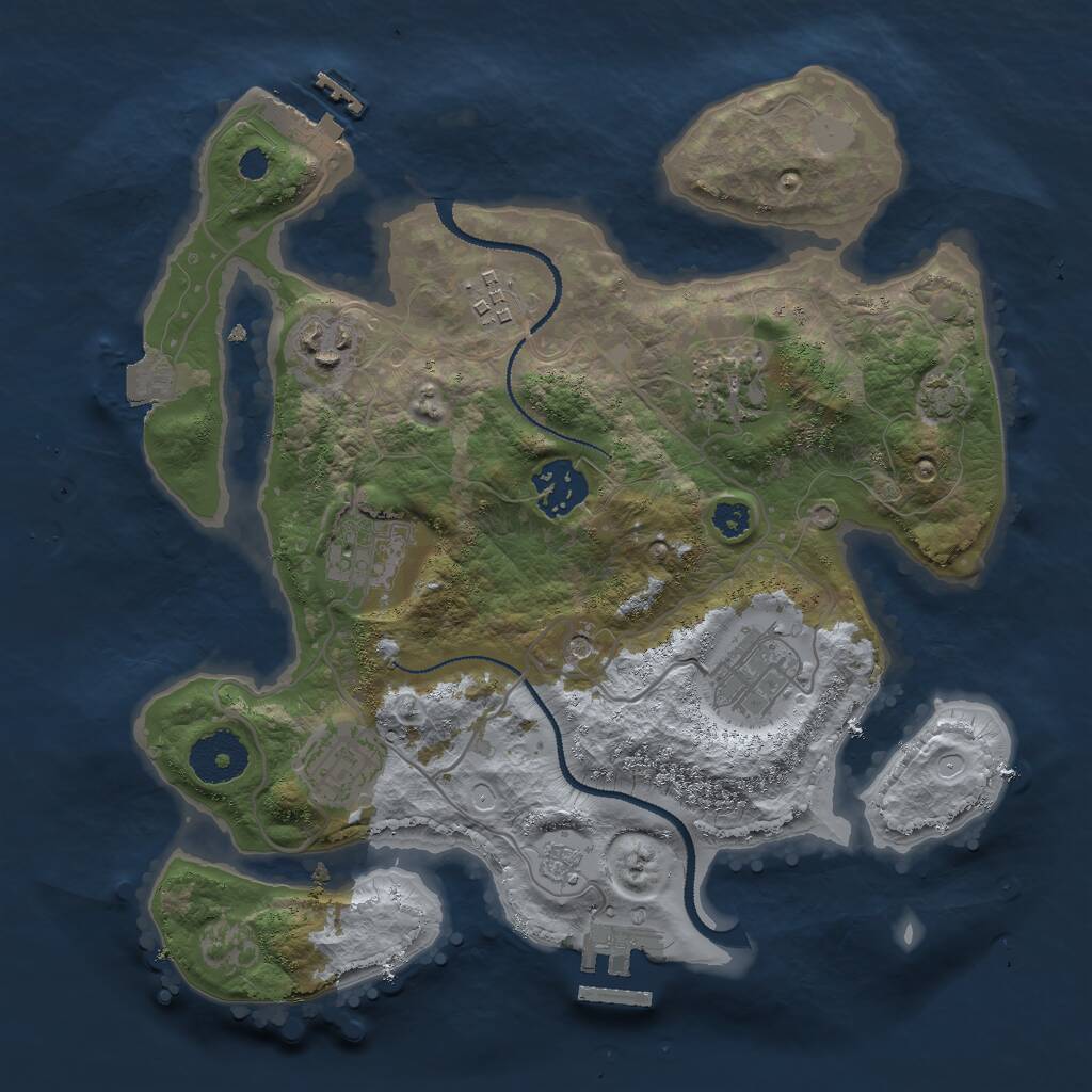 Rust Map: Procedural Map, Size: 3000, Seed: 398294426, 13 Monuments