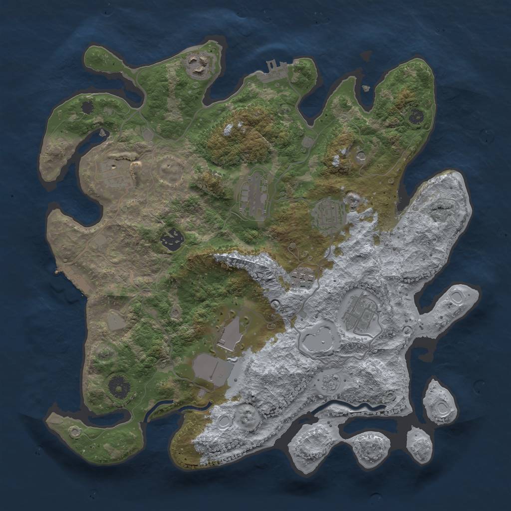 Rust Map: Procedural Map, Size: 3500, Seed: 834821131, 15 Monuments