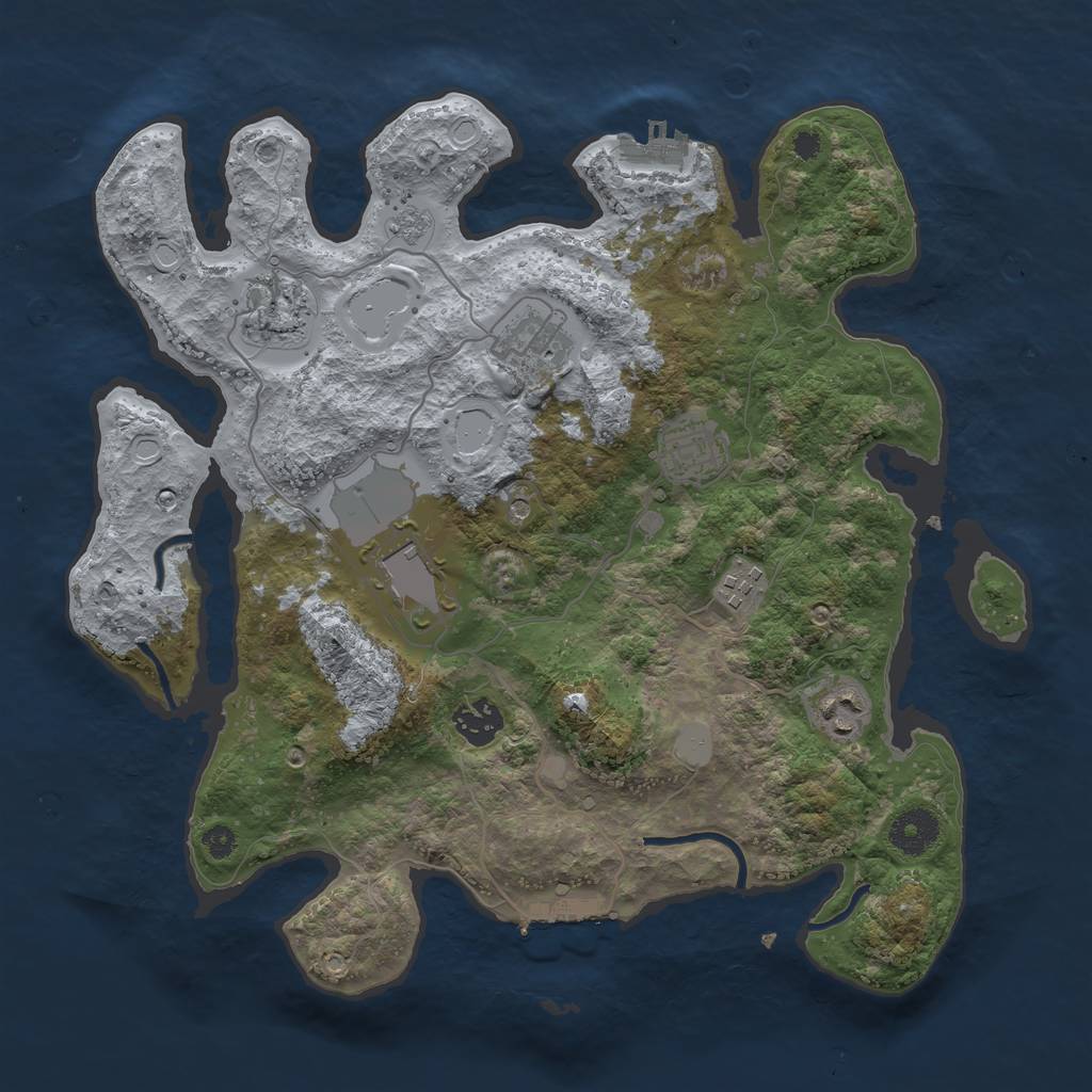 Rust Map: Procedural Map, Size: 3500, Seed: 943360556, 14 Monuments