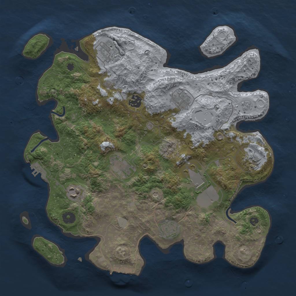 Rust Map: Procedural Map, Size: 3500, Seed: 1368643985, 15 Monuments