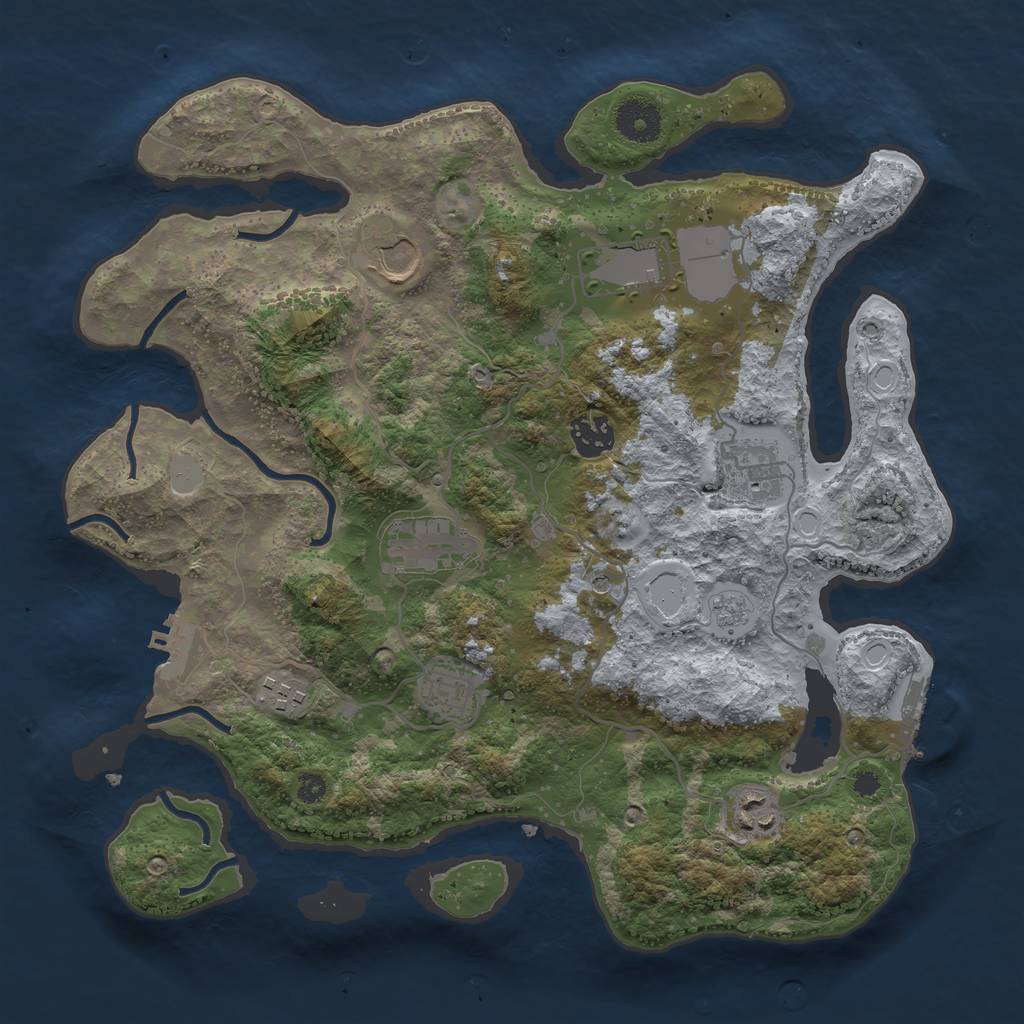 Rust Map: Procedural Map, Size: 3500, Seed: 738104218, 15 Monuments