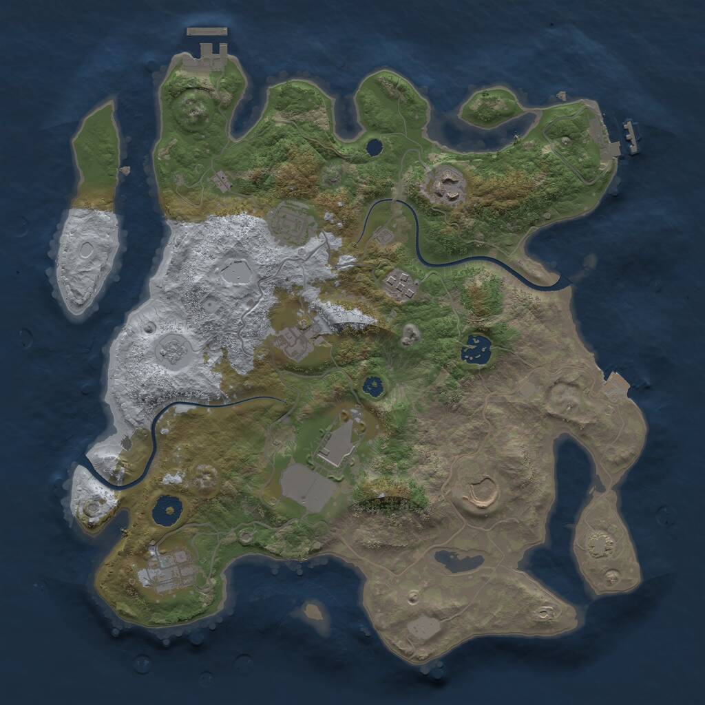 Rust Map: Procedural Map, Size: 3500, Seed: 32827097, 13 Monuments