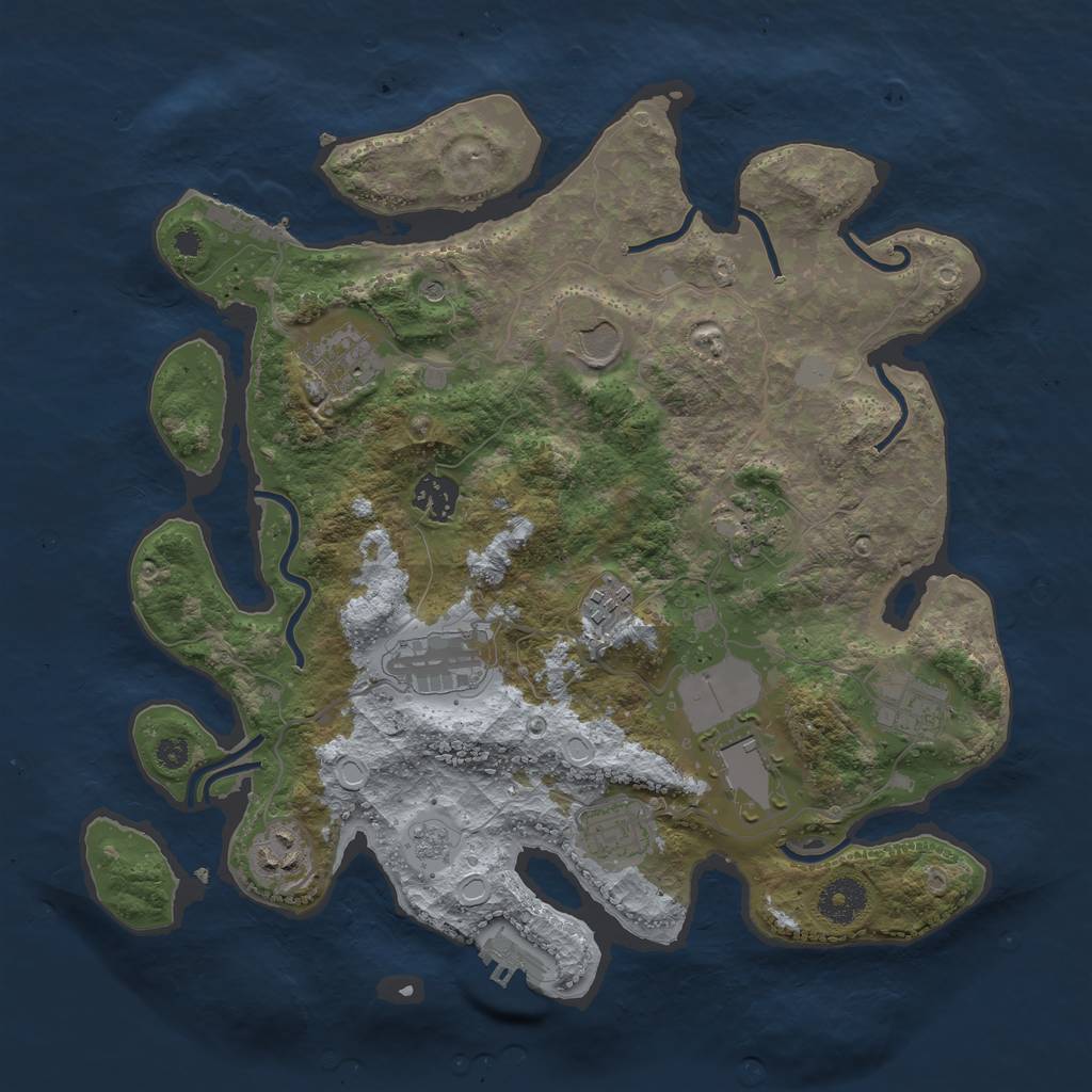 Rust Map: Procedural Map, Size: 3500, Seed: 24218712, 17 Monuments