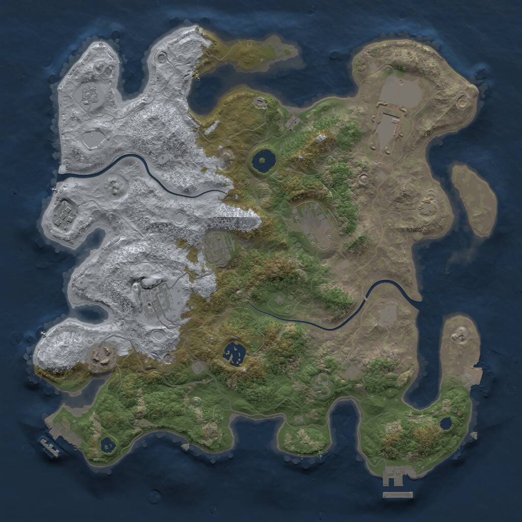 Rust Map: Procedural Map, Size: 3500, Seed: 1060998030, 13 Monuments