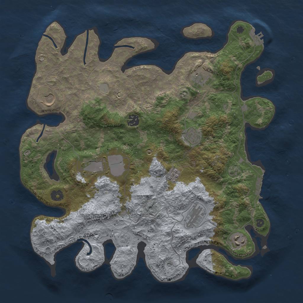 Rust Map: Procedural Map, Size: 3700, Seed: 551863169, 15 Monuments