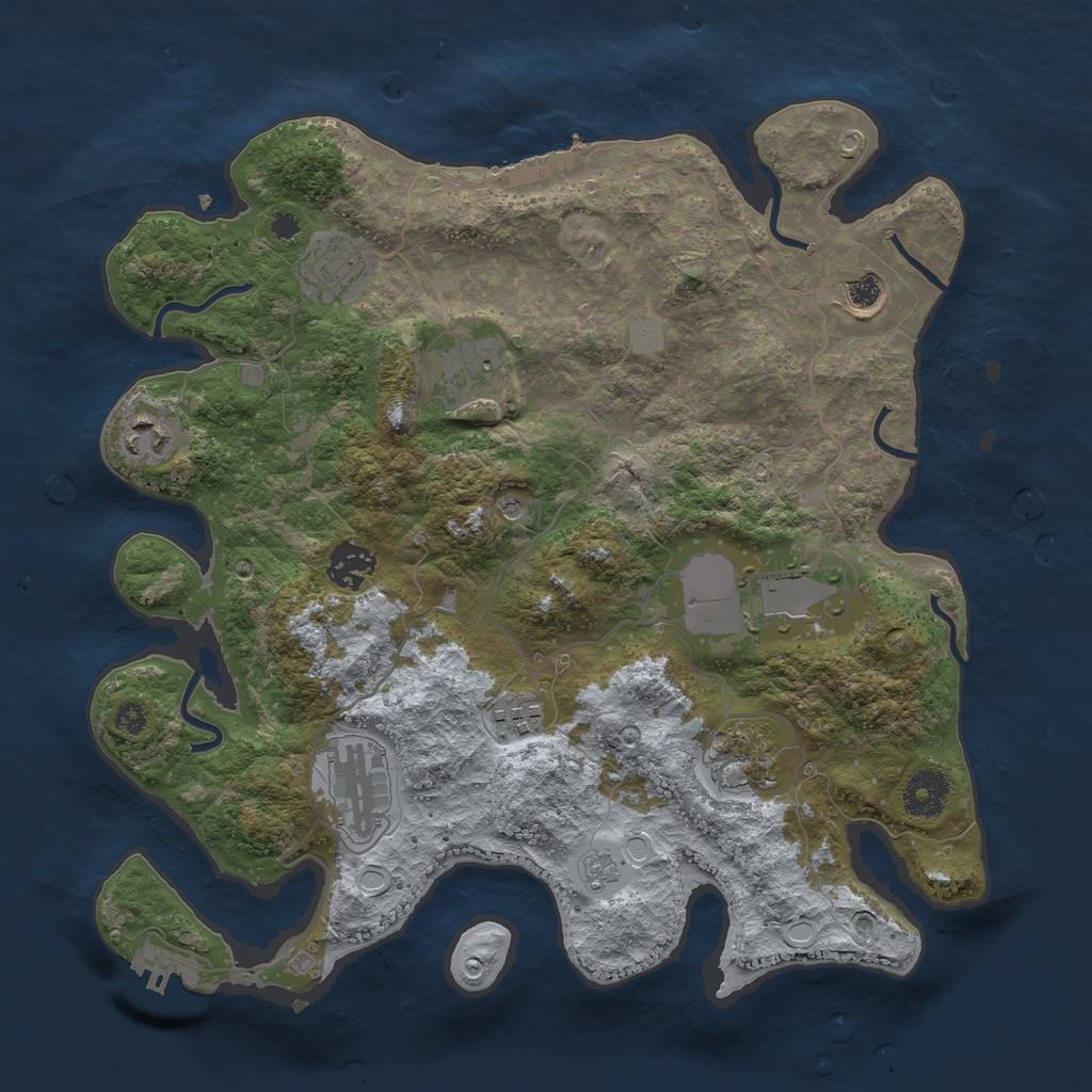 Rust Map: Procedural Map, Size: 3500, Seed: 2147126647, 16 Monuments