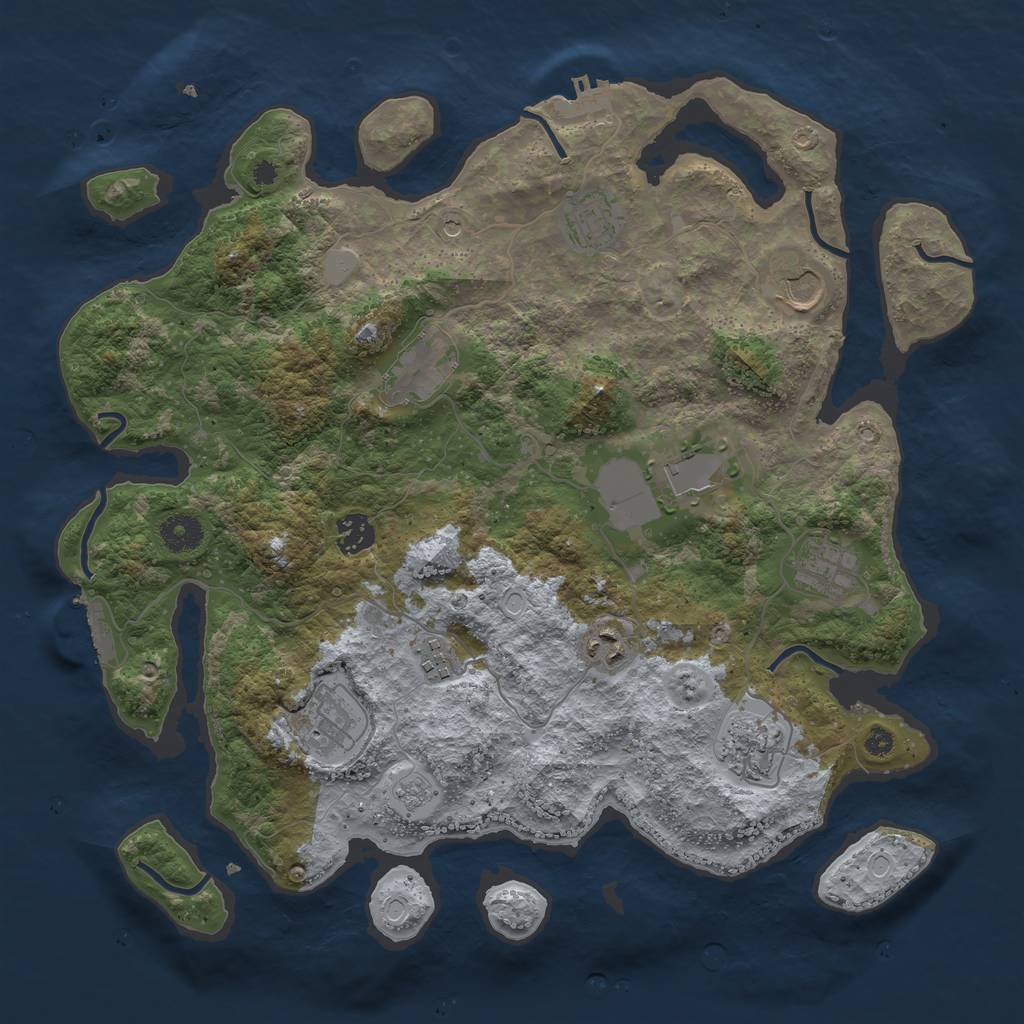 Rust Map: Procedural Map, Size: 3800, Seed: 2057665295, 17 Monuments