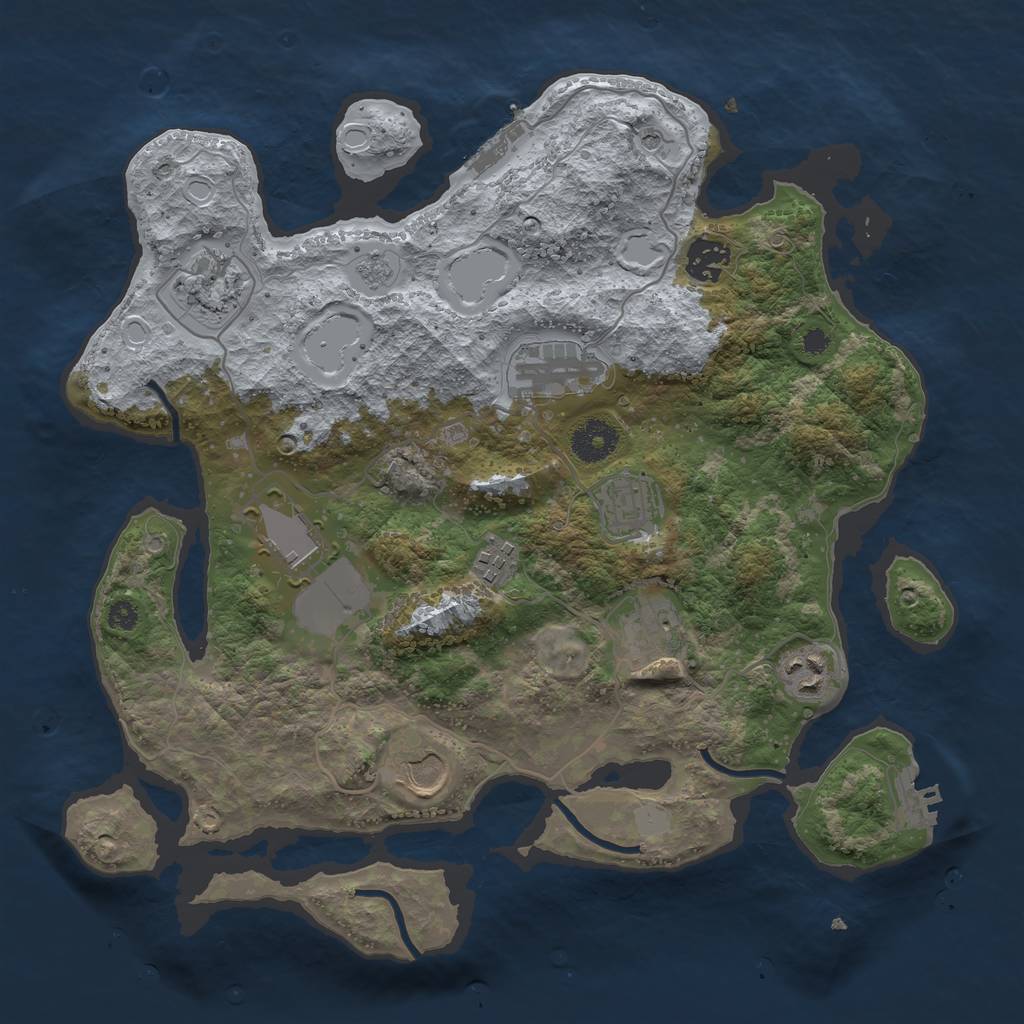 Rust Map: Procedural Map, Size: 3500, Seed: 915563, 16 Monuments