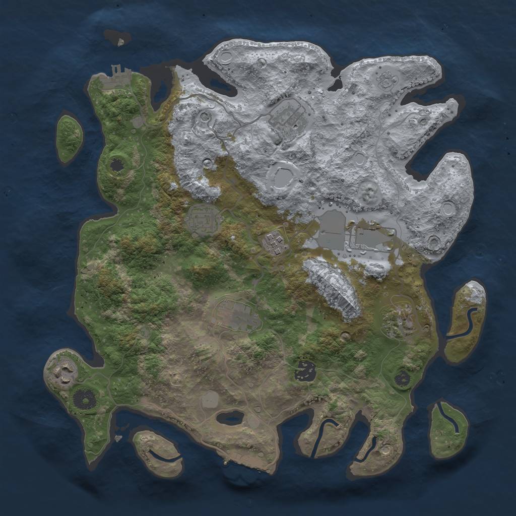 Rust Map: Procedural Map, Size: 3500, Seed: 24212289, 15 Monuments