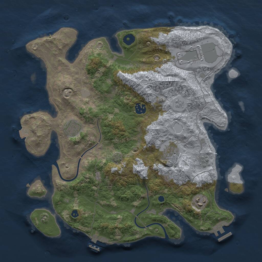 Rust Map: Procedural Map, Size: 3500, Seed: 26487396, 11 Monuments