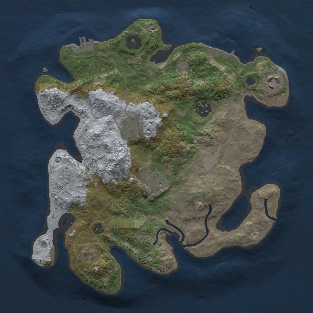 Rust Map: Procedural Map, Size: 3000, Seed: 687318, 11 Monuments