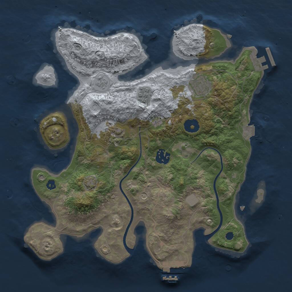 Rust Map: Procedural Map, Size: 3000, Seed: 59218, 10 Monuments