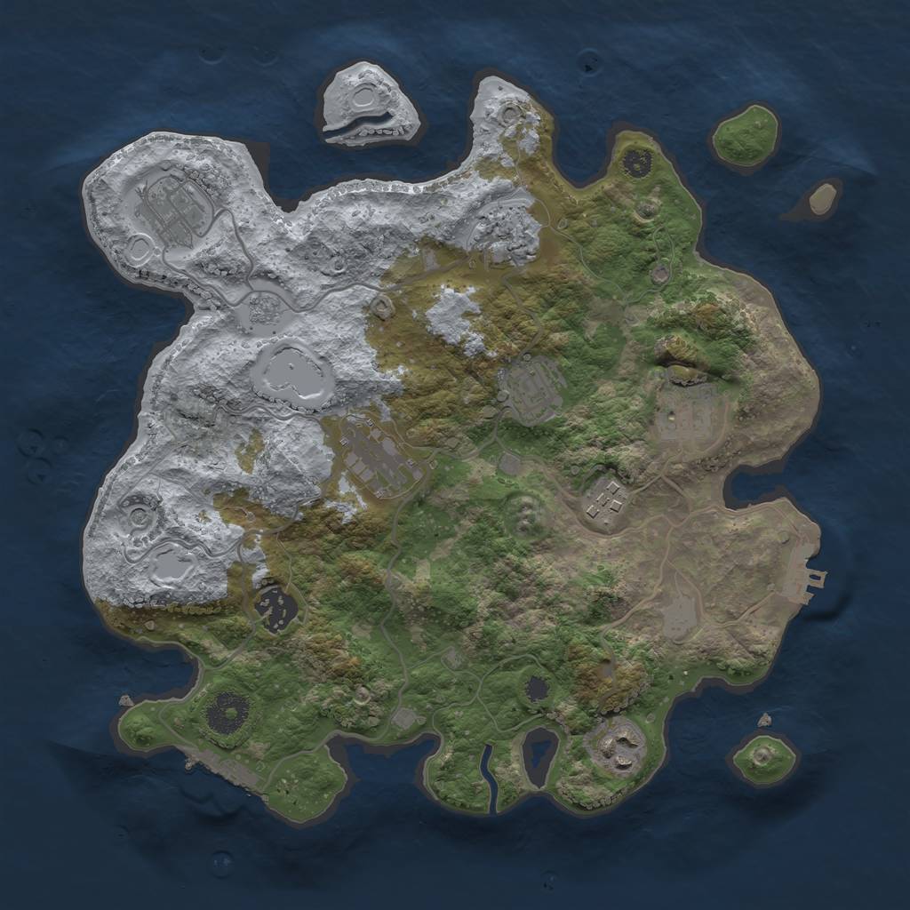 Rust Map: Procedural Map, Size: 3250, Seed: 1042390058, 15 Monuments