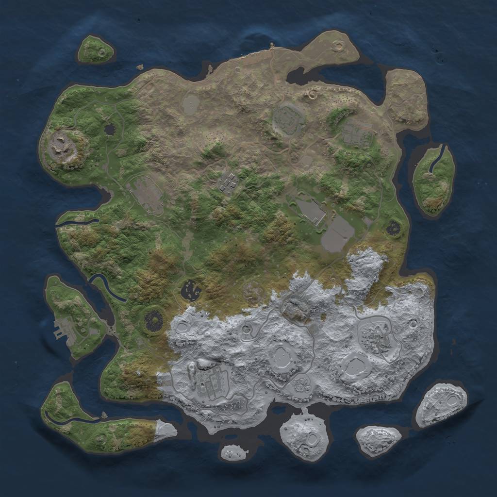 Rust Map: Procedural Map, Size: 3700, Seed: 726464, 16 Monuments