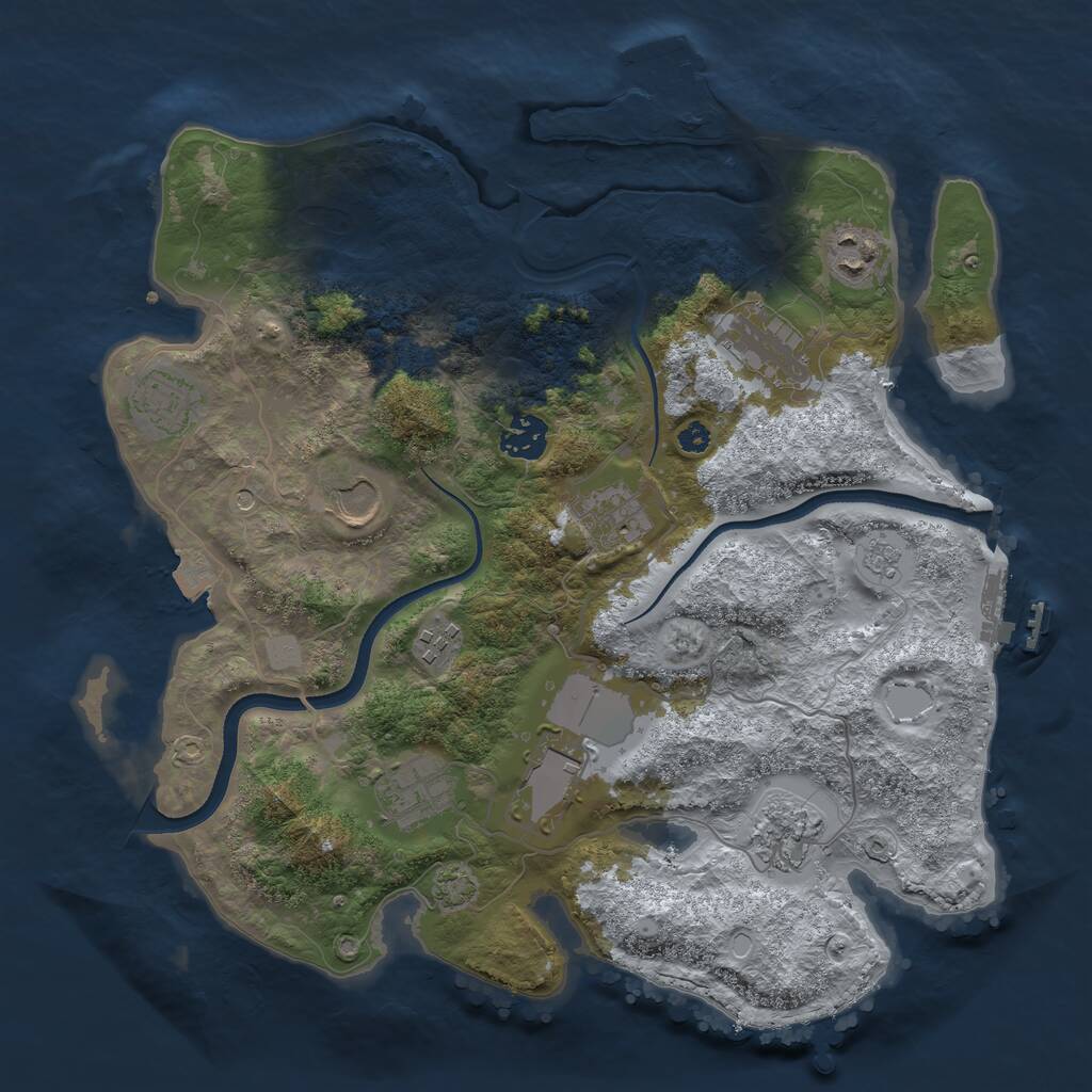 Rust Map: Procedural Map, Size: 3500, Seed: 2039103792, 16 Monuments