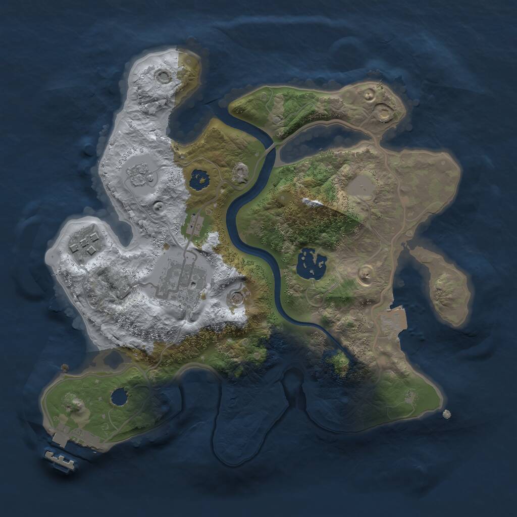 Rust Map: Procedural Map, Size: 2500, Seed: 736917181, 7 Monuments