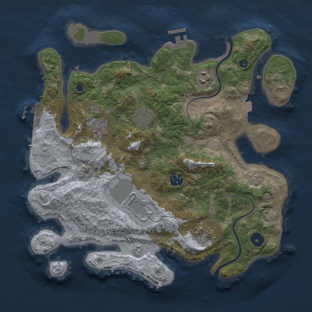 Rust Map: Procedural Map, Size: 3500, Seed: 521634019, 13 Monuments
