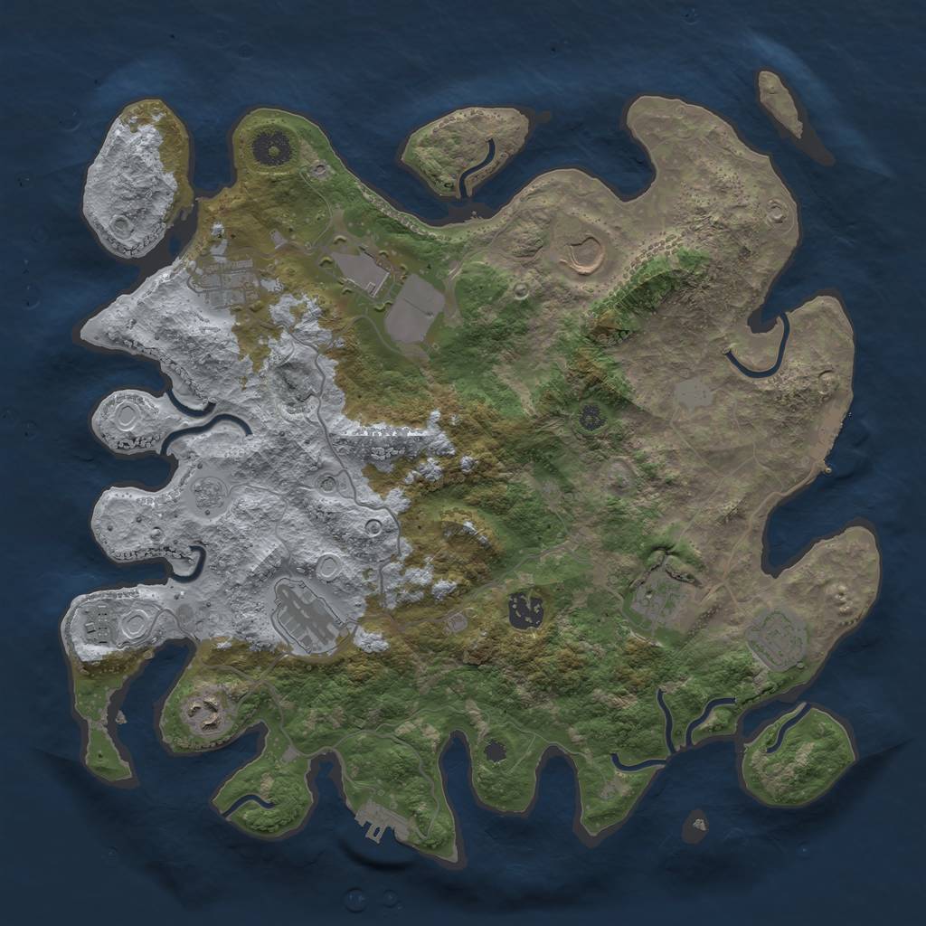 Rust Map: Procedural Map, Size: 3700, Seed: 709542243, 16 Monuments