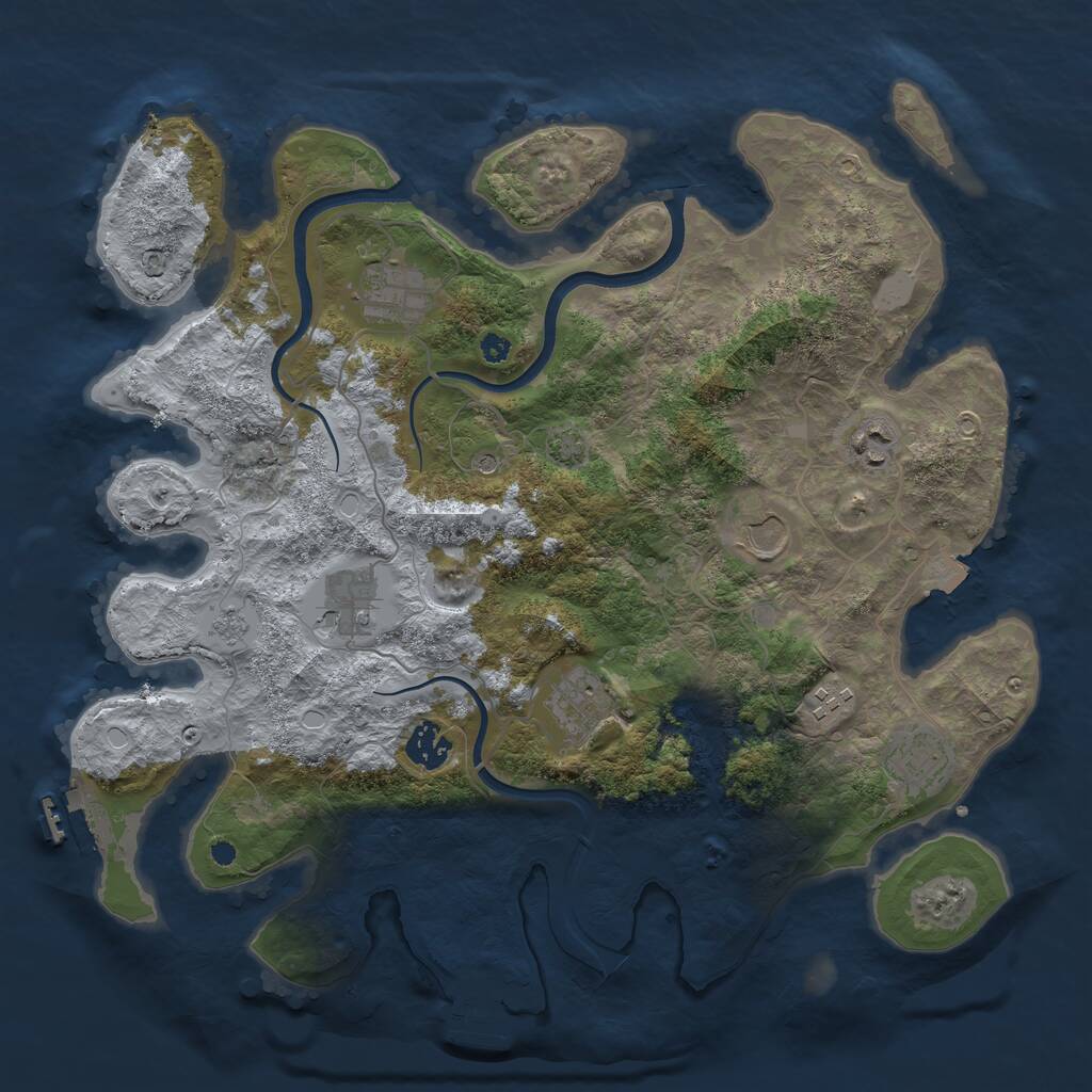 Rust Map: Procedural Map, Size: 3700, Seed: 709542243, 14 Monuments