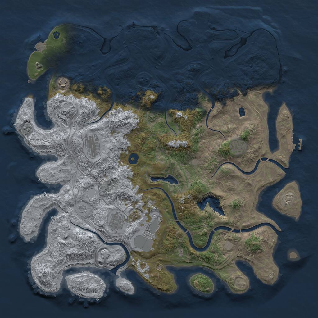 Rust Map: Procedural Map, Size: 4454, Seed: 654466, 12 Monuments