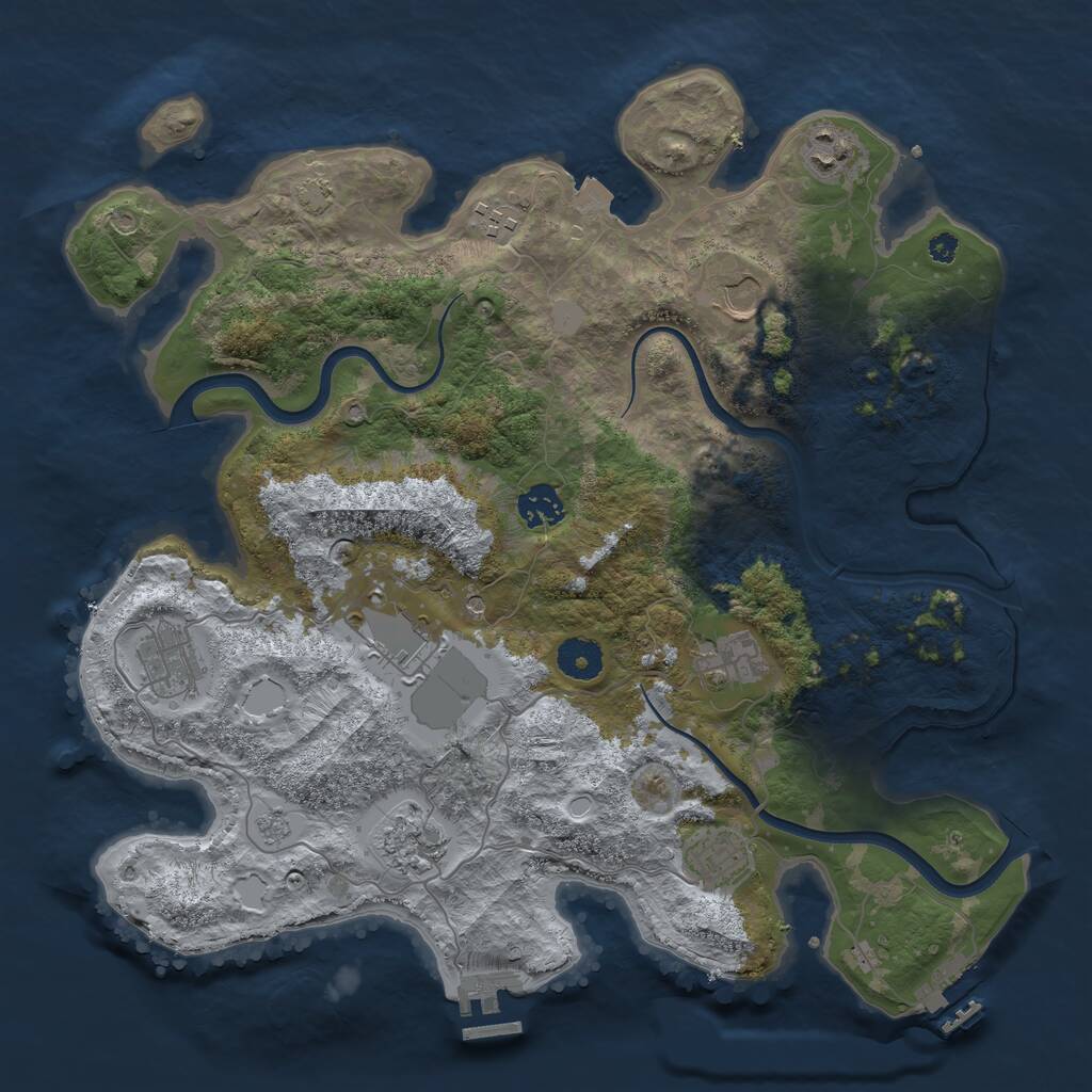 Rust Map: Procedural Map, Size: 3700, Seed: 459566, 15 Monuments