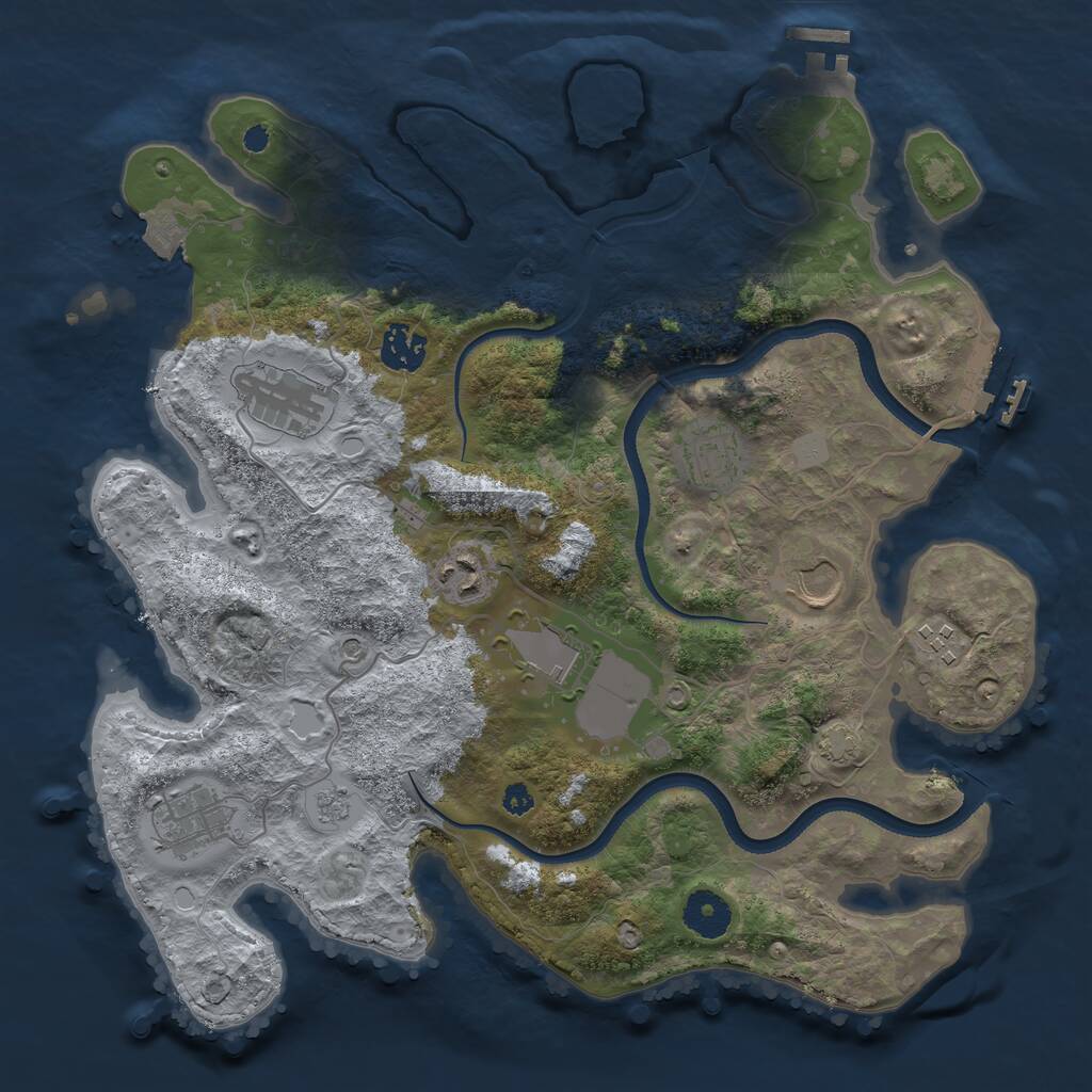 Rust Map: Procedural Map, Size: 3500, Seed: 63844003, 14 Monuments