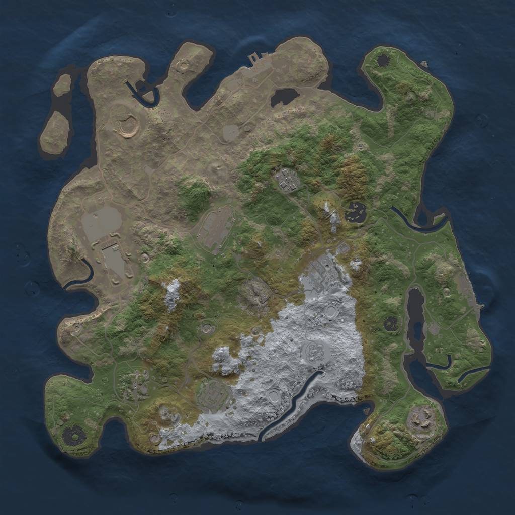 Rust Map: Procedural Map, Size: 3500, Seed: 138081137, 16 Monuments