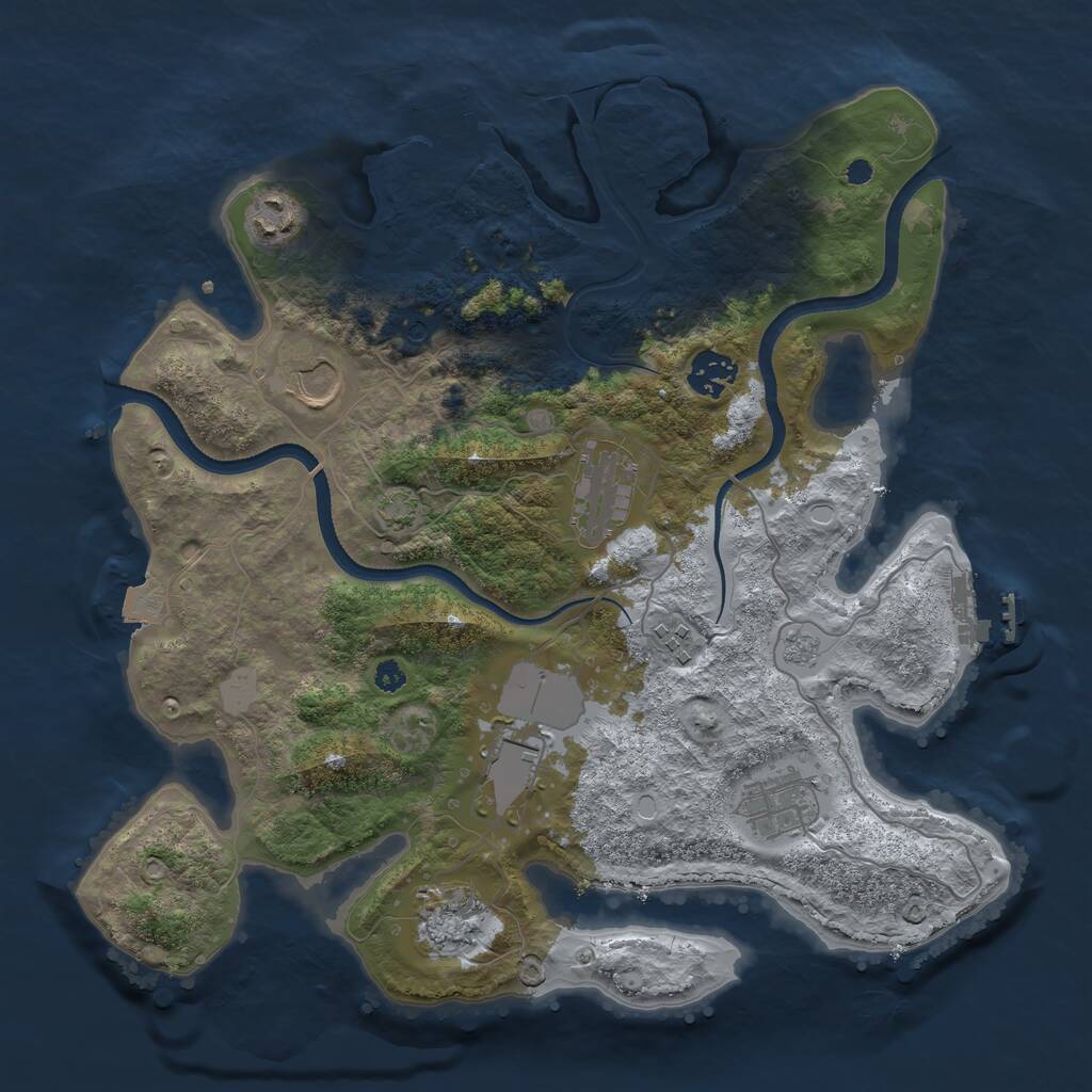 Rust Map: Procedural Map, Size: 3500, Seed: 97793625, 14 Monuments