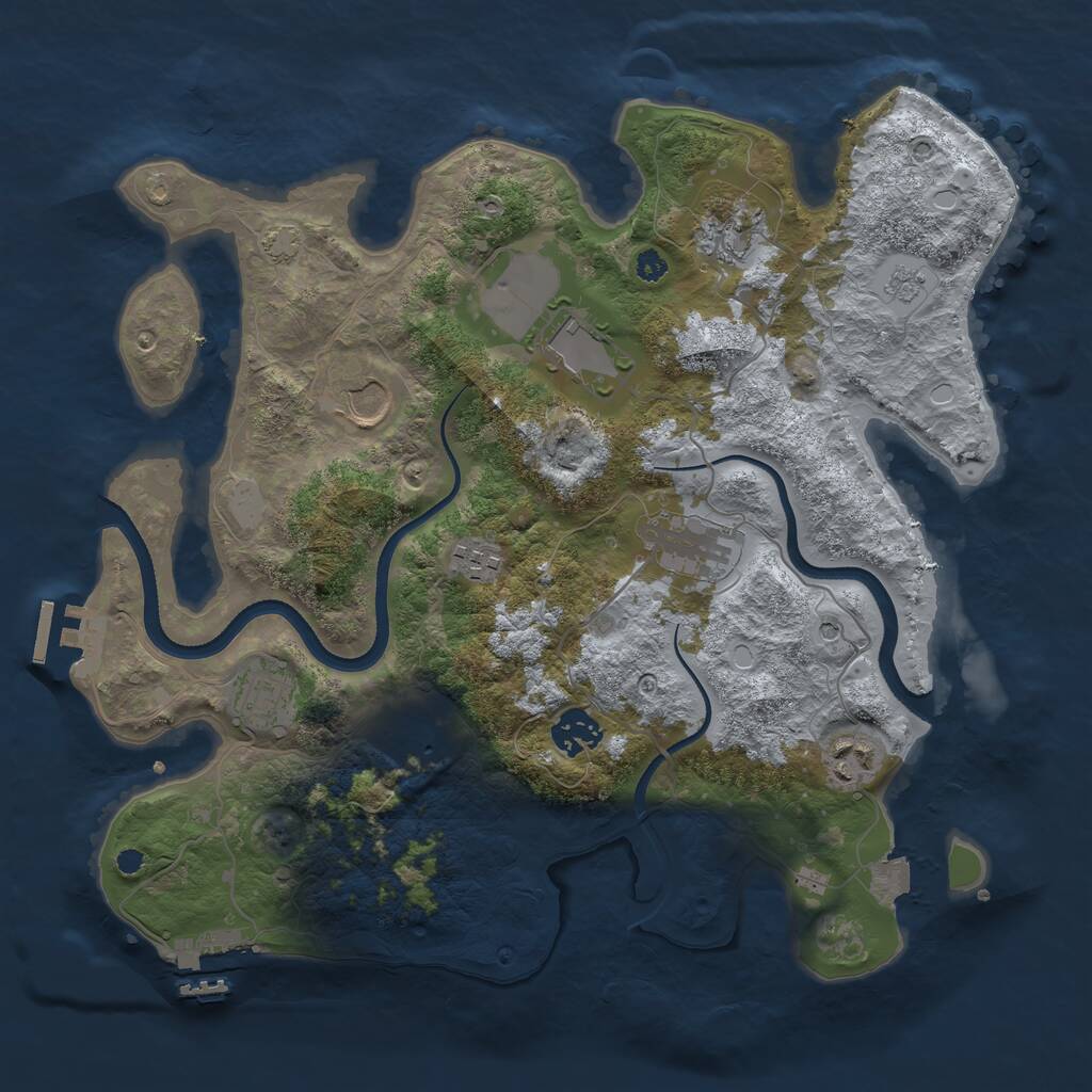 Rust Map: Procedural Map, Size: 3500, Seed: 45535408, 15 Monuments