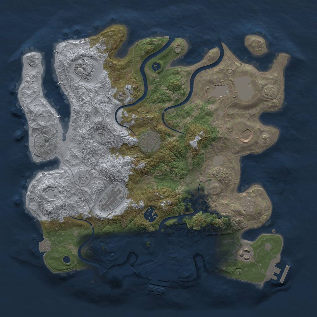 Rust Map: Procedural Map, Size: 3500, Seed: 54801836, 14 Monuments