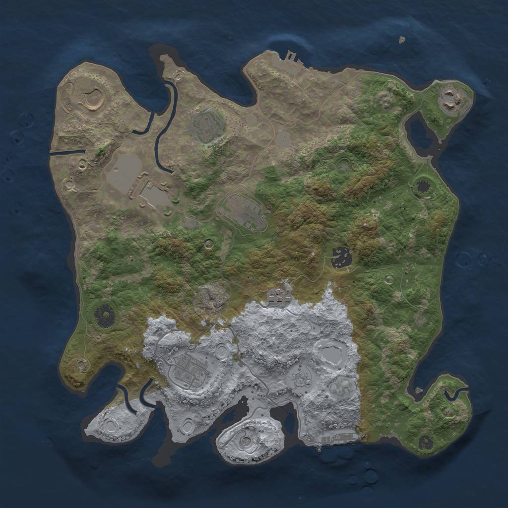 Rust Map: Procedural Map, Size: 3500, Seed: 74381375, 15 Monuments
