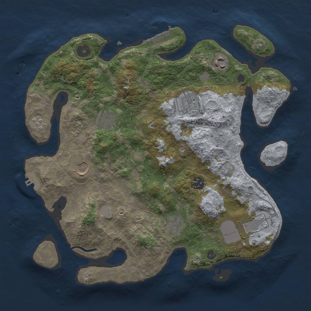 Rust Map: Procedural Map, Size: 3500, Seed: 6126374, 15 Monuments