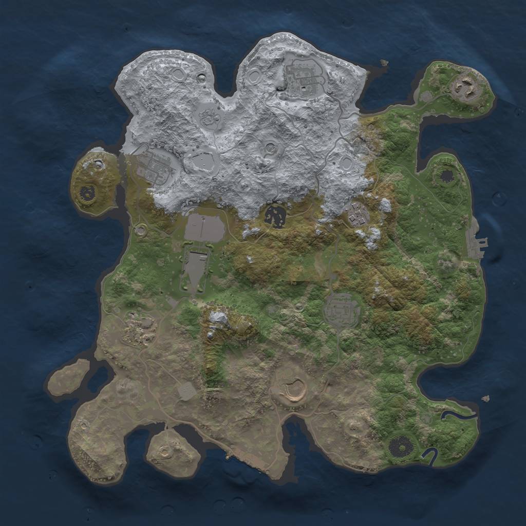Rust Map: Procedural Map, Size: 3500, Seed: 16670169, 16 Monuments