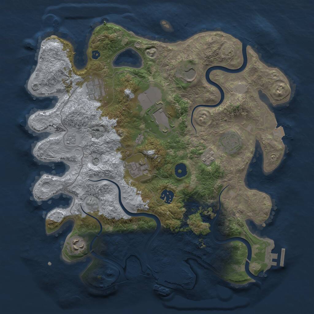 Rust Map: Procedural Map, Size: 3500, Seed: 28208493, 14 Monuments