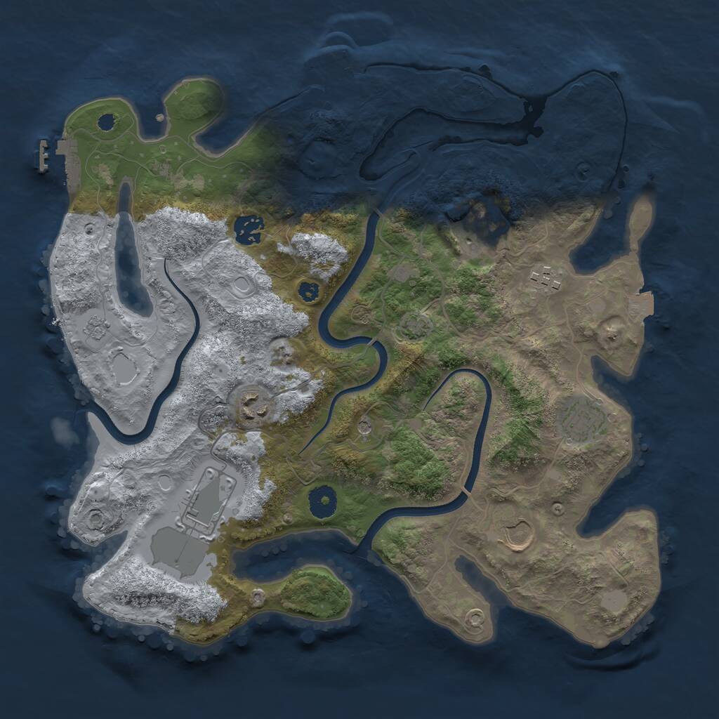 Rust Map: Procedural Map, Size: 3500, Seed: 90538303, 13 Monuments