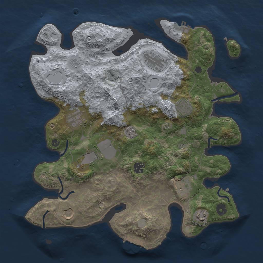 Rust Map: Procedural Map, Size: 3500, Seed: 805605588, 16 Monuments