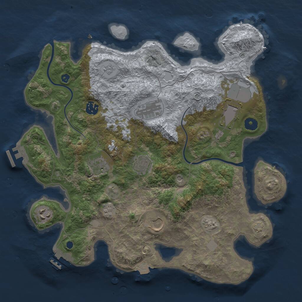 Rust Map: Procedural Map, Size: 3500, Seed: 81923494, 14 Monuments