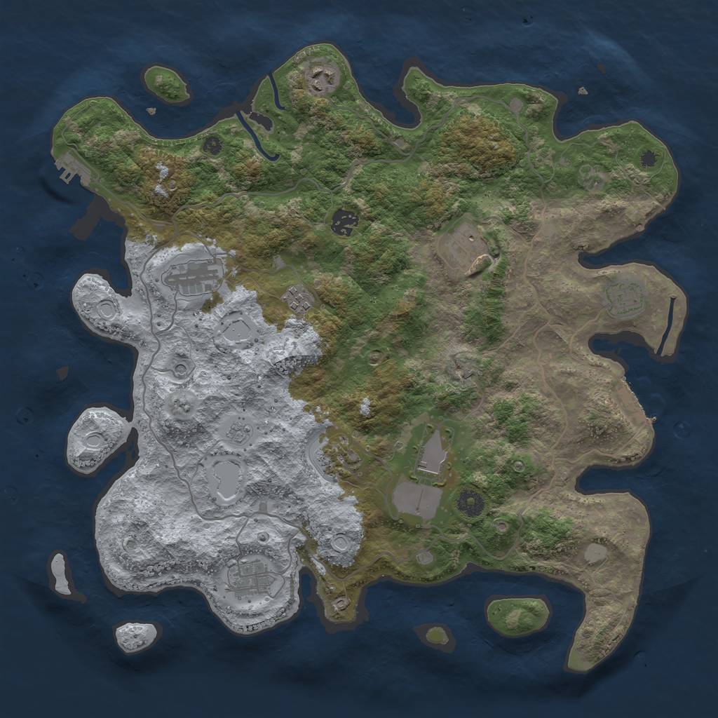 Rust Map: Procedural Map, Size: 4000, Seed: 154658795, 16 Monuments