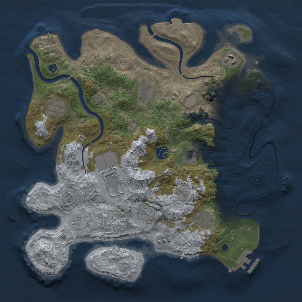 Rust Map: Procedural Map, Size: 3500, Seed: 447052982, 15 Monuments