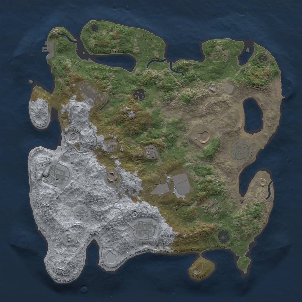 Rust Map: Procedural Map, Size: 3700, Seed: 91197, 17 Monuments