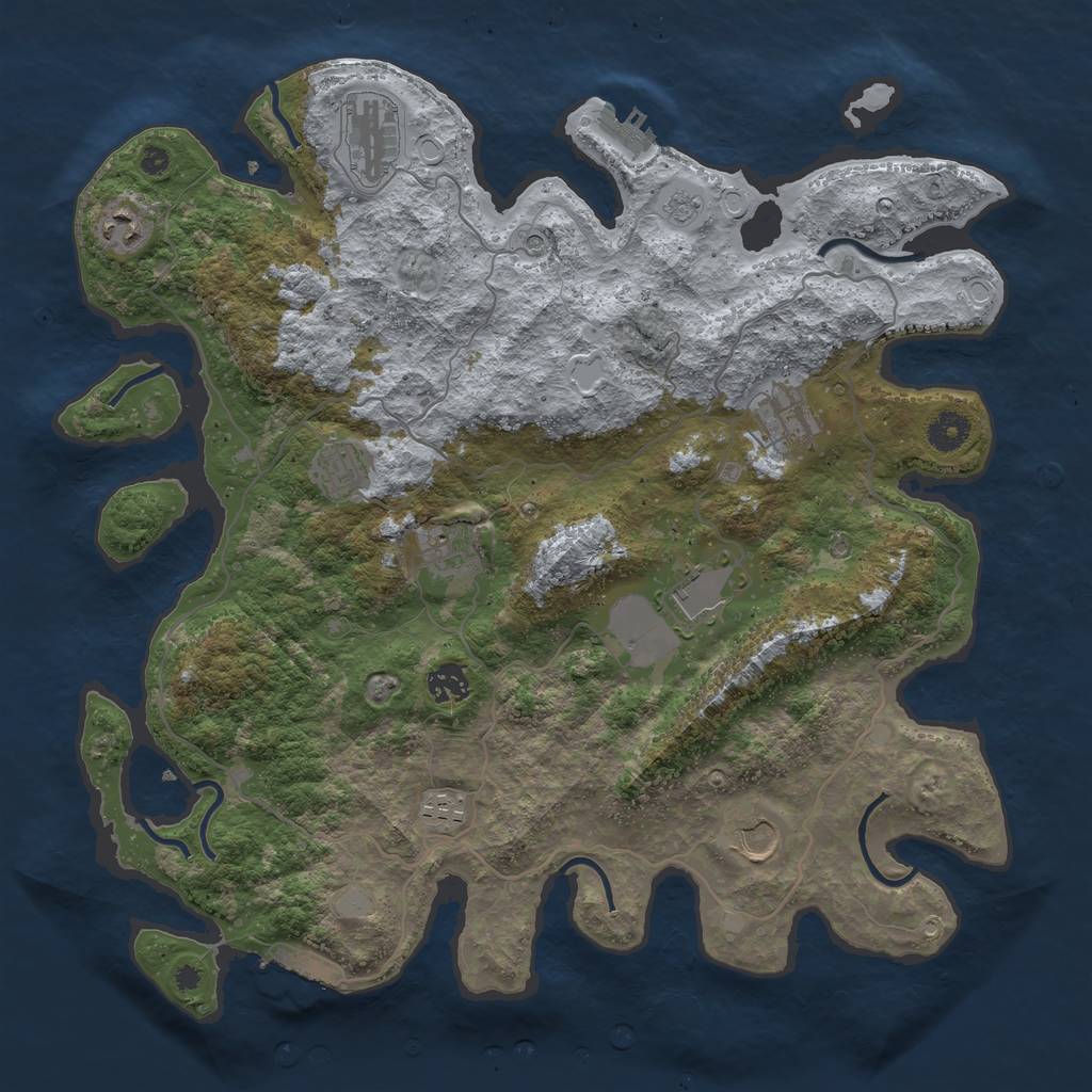 Rust Map: Procedural Map, Size: 4000, Seed: 864195, 16 Monuments