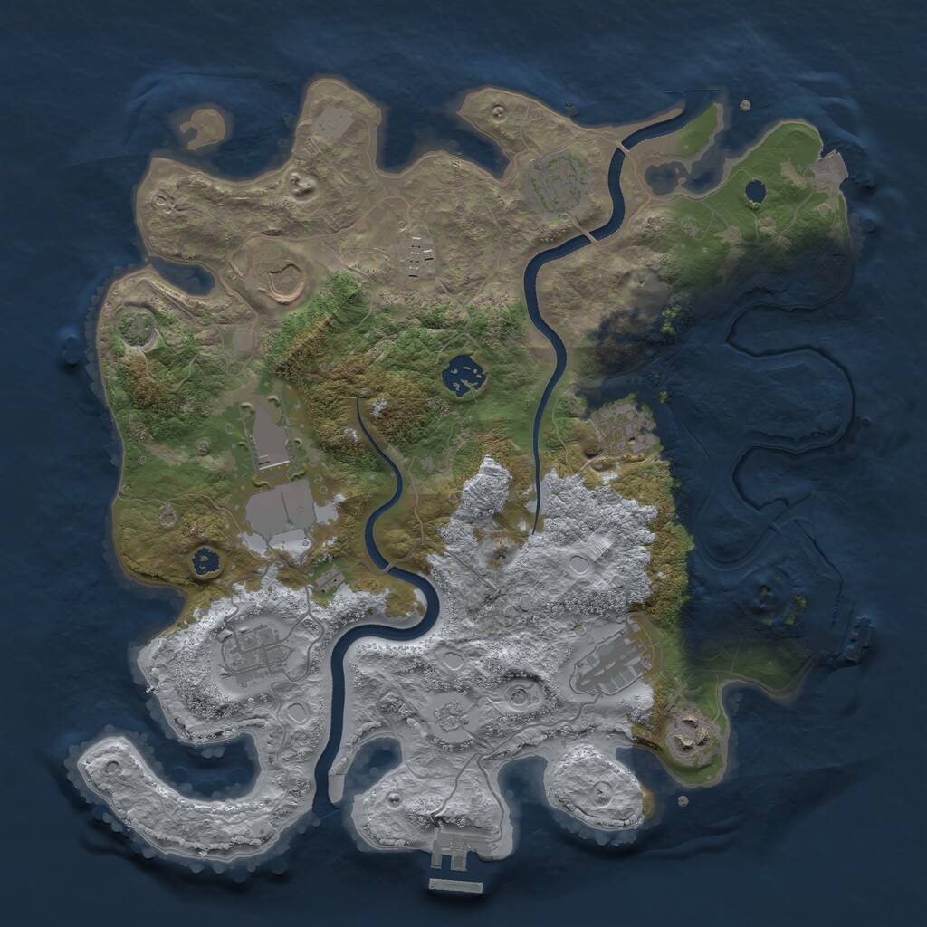 Rust Map: Procedural Map, Size: 3500, Seed: 1297293420, 15 Monuments
