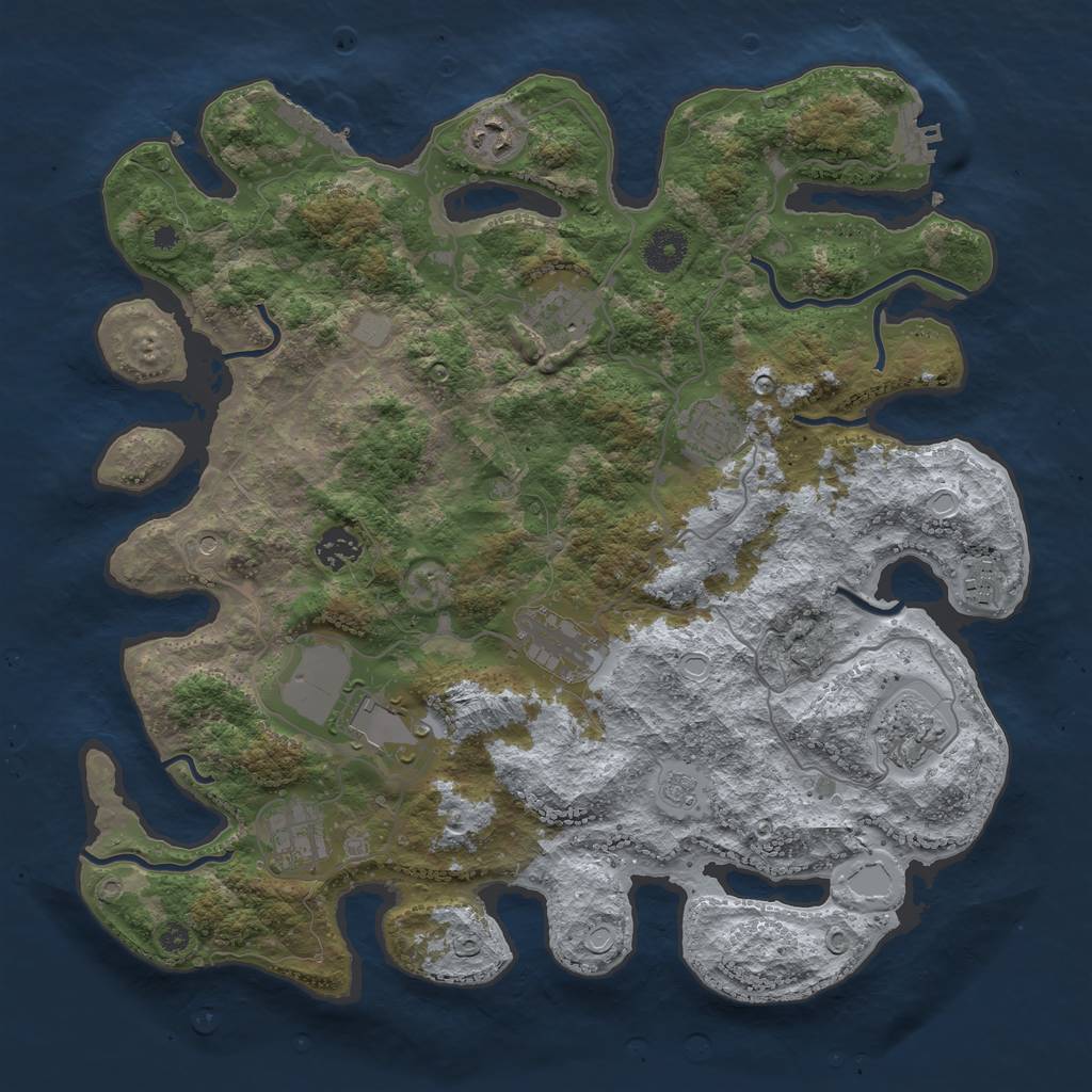 Rust Map: Procedural Map, Size: 3800, Seed: 6610393, 16 Monuments